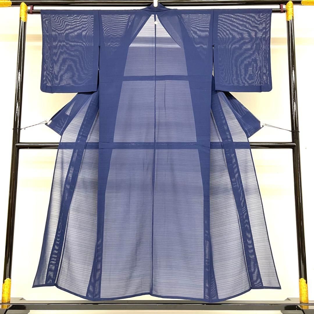 着物と帯 時流 SK 25743 s 正絹 夏着物色無地 絽 一つ紋 紺色