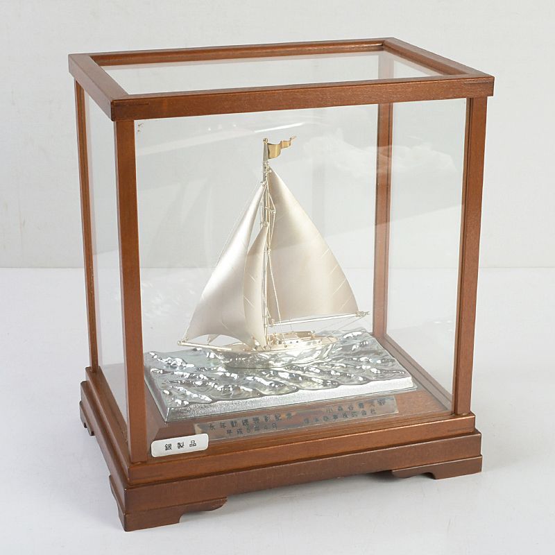 銀製 刻印 銀帆船 ヨット ガラスケース付 V S 442