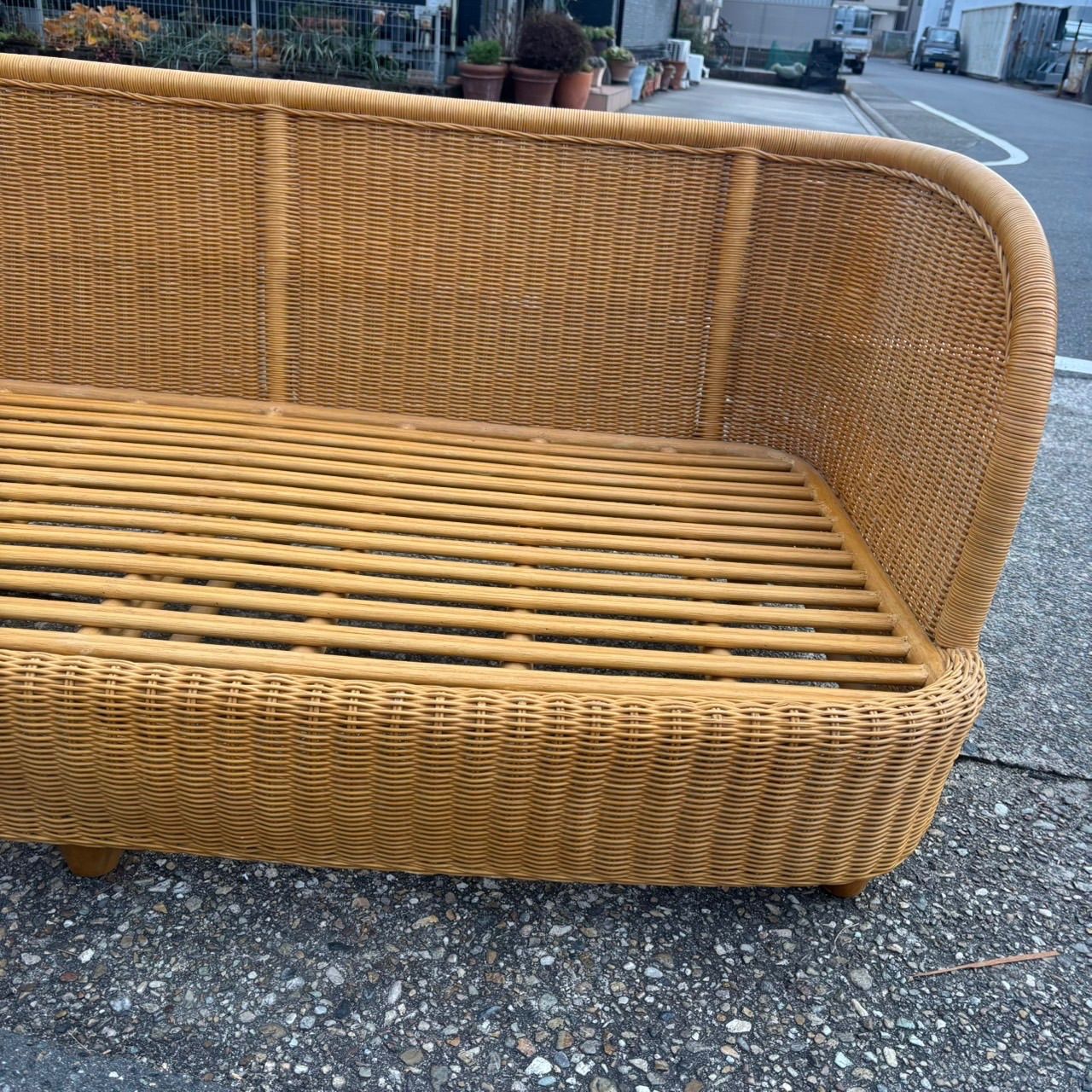 ビンテージ/ラタン/ラタン家具/籐家具/2人掛けソファ/アームソファ/ソファ ビンテージ/ラタン/ラタン家具/籐家具/昭和レトロ/2人掛けソファ