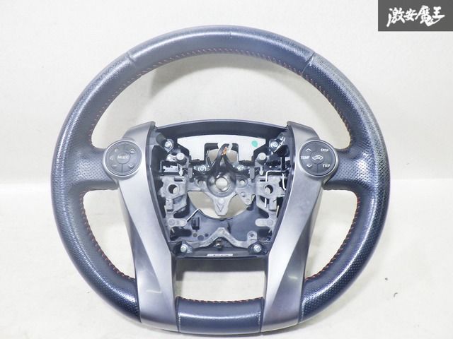 ★革巻★ZVW30 前期 プリウス トヨタ純正レザーステアリング ハンドル★本革 革 皮★NHP10アクアZVW41Wプリウスα40アルファ35PHV 『プリウス』 純正 ZVW30 革巻ステアリング パーツ トヨタ