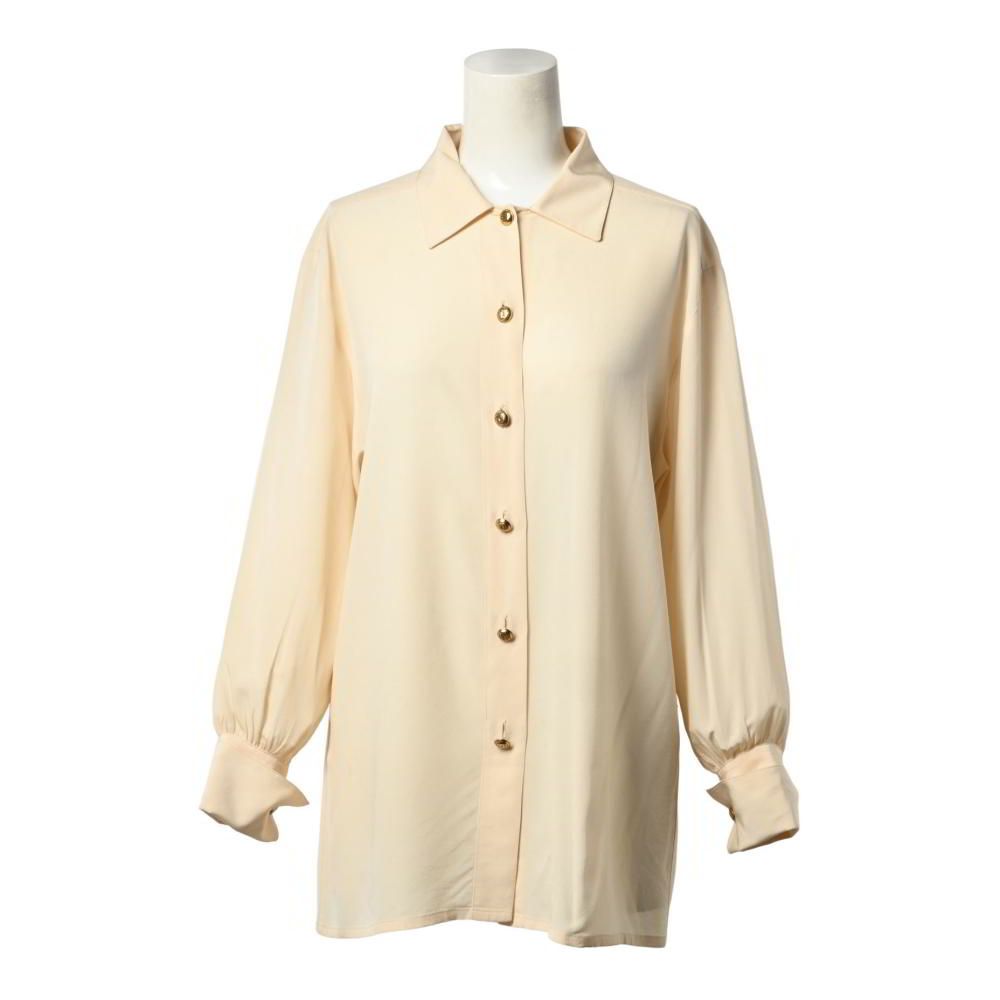 CHANEL ヴィンテージ ストレッチ シャツ ココマークボタン10個付き