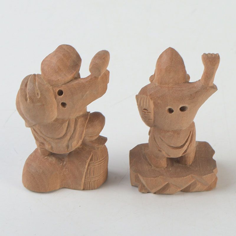 木彫 大黒天・恵比寿像 2点 根付 置物 N S445 - メルカリ