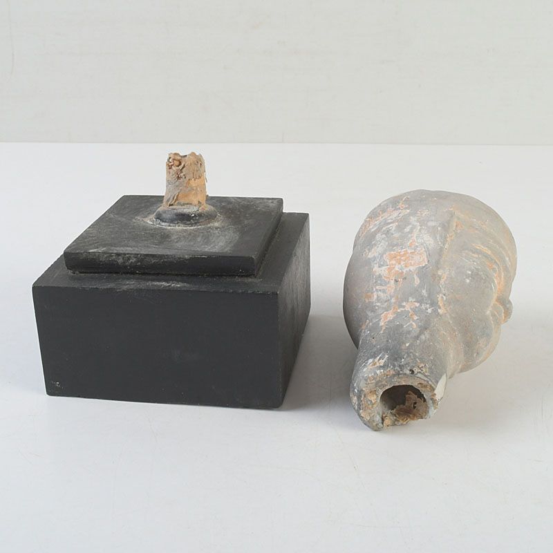 中国 古い兵馬俑 頭俑 唐木台付 N S447 - メルカリ