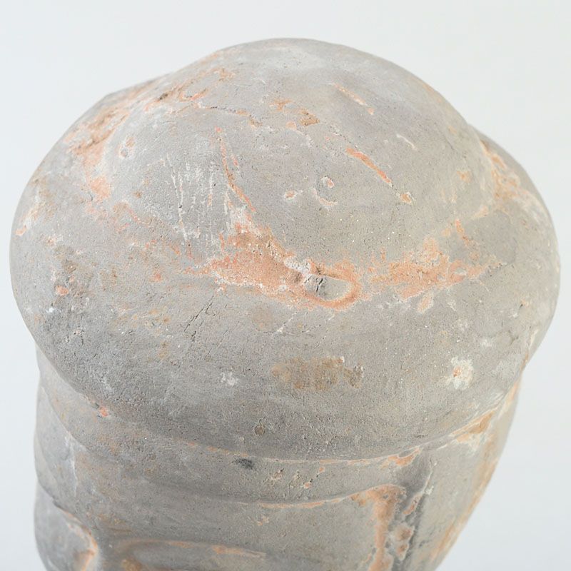 中国 古い兵馬俑 頭俑 唐木台付 N 5471 中国 古い兵馬俑 頭俑 唐木台付