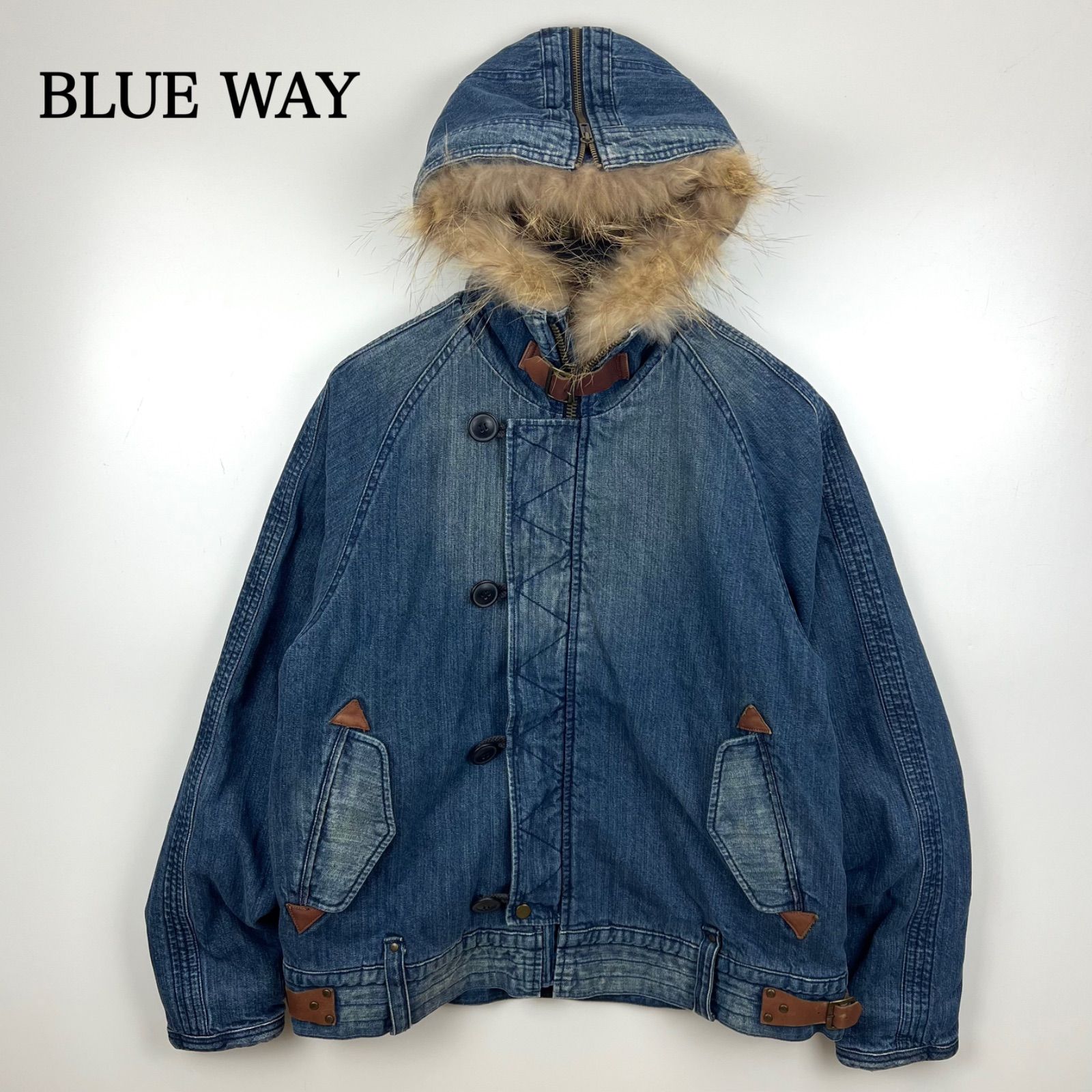 BLUE WAY 00 s y 2 k archive denim N B flight jacket L ブルーウェイ デニムレザー フライトジャケット アメカジ 平成 お兄系