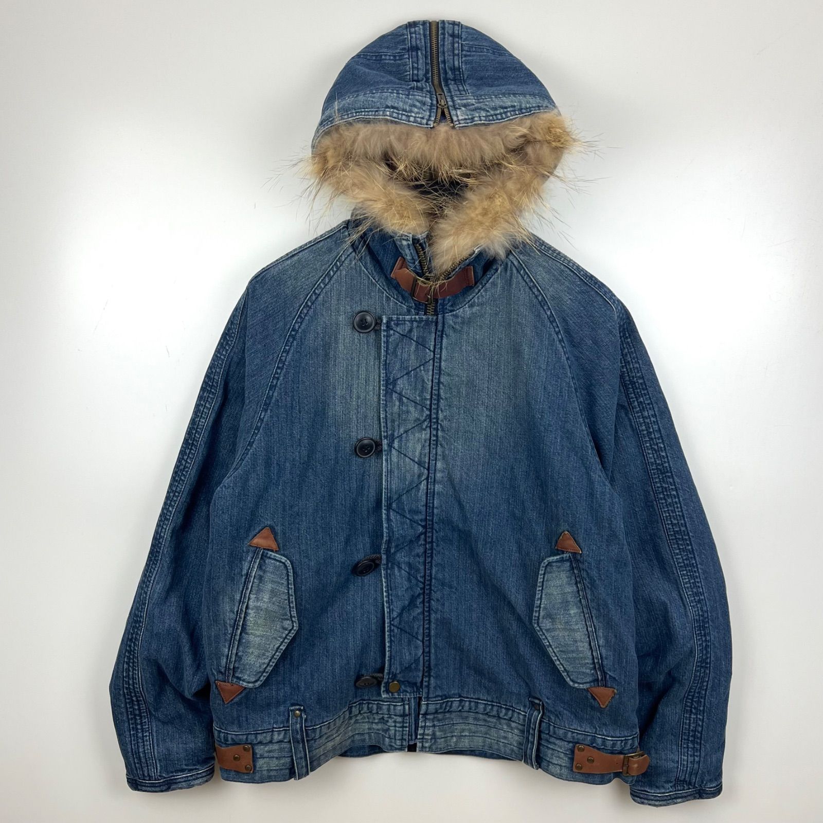 y2k 00s  Denim フライトジャケット 2way BLUE WAY 00s y2k archive denim N-2B flight jacket L ブルーウェイ