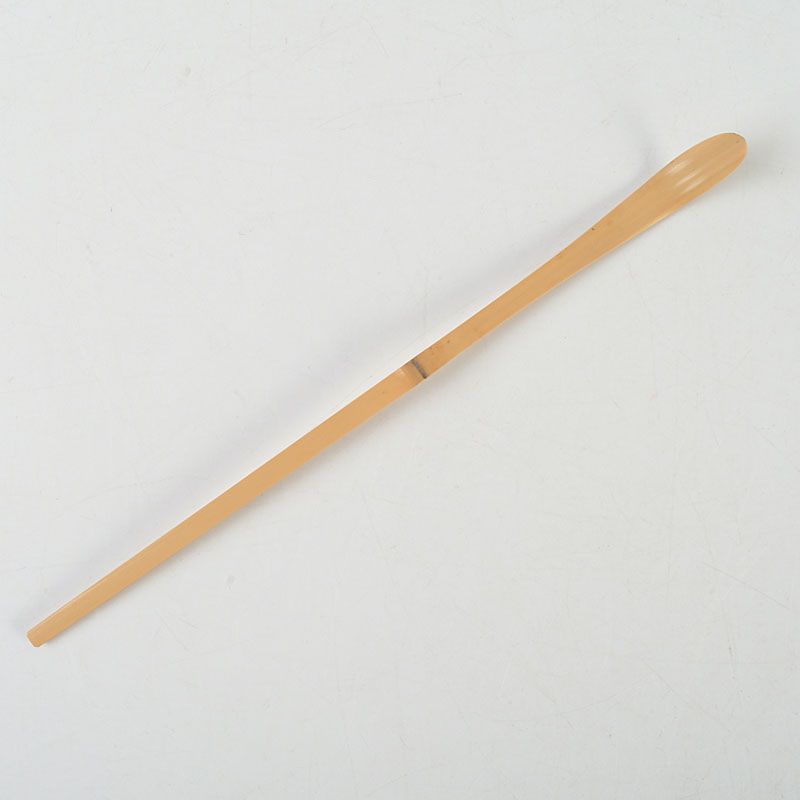 茶道具 喜撰作 茶杓 銘「知足」 紫野 長谷川寛州書付 共筒共箱 C S449