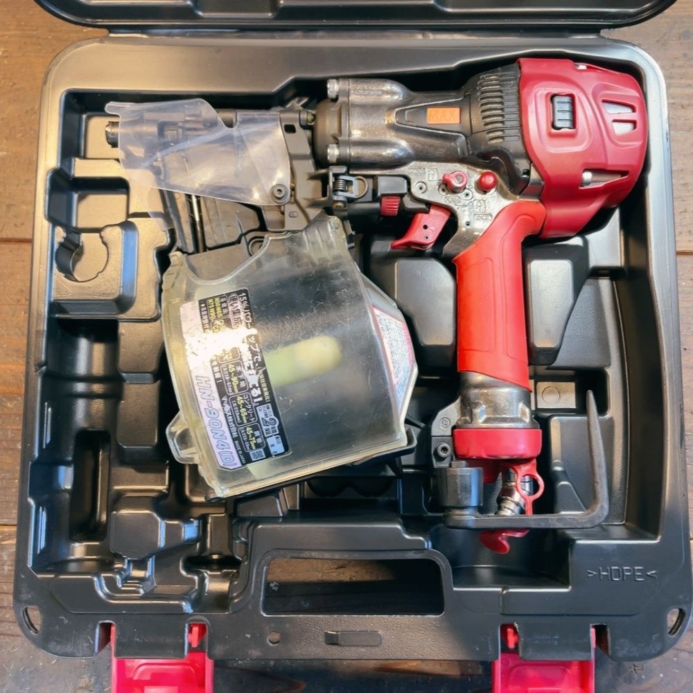 7日保証 整備済 消耗部品多数交換 MAX マックス 高圧 90 mm 釘打ち機 HN-90 N 4 D ケース付き 動作良好