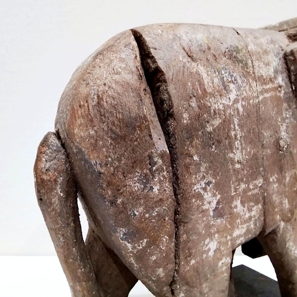 インドの象 骨董 1920～40年代 アンティーク ヴィンテージ 木彫 彫刻