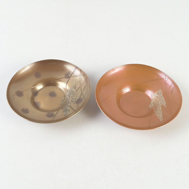 煎茶道具 鎚起銅器 玉川堂造 銅老托子 茶托 一對 共箱 V S452 - メルカリ