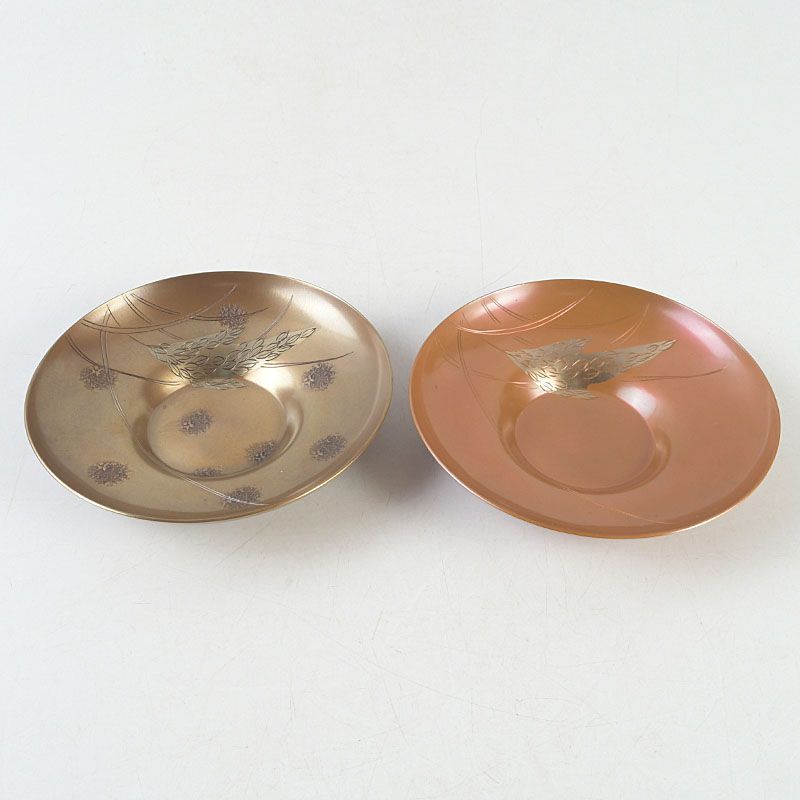 煎茶道具 鎚起銅器 玉川堂造 銅老托子 茶托 一對 共箱 V S452 - メルカリ