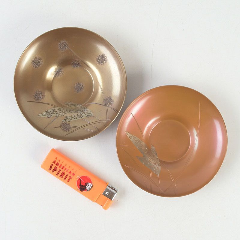 煎茶道具 鎚起銅器 玉川堂造 銅老托子 茶托 一對 共箱 V S452 - メルカリ