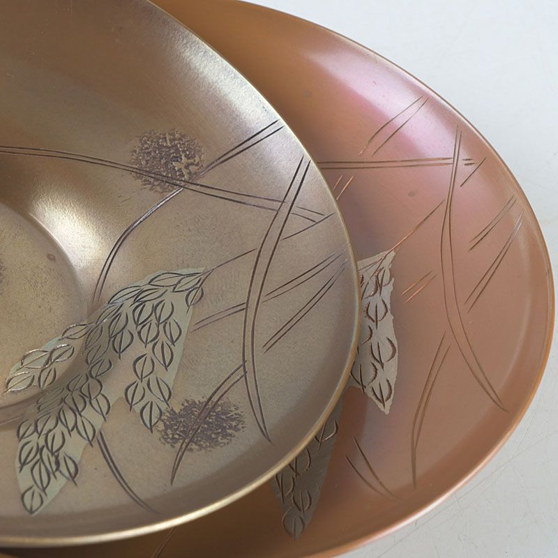 煎茶道具 鎚起銅器 玉川堂造 銅老托子 茶托 一對 共箱 V S452 - メルカリ