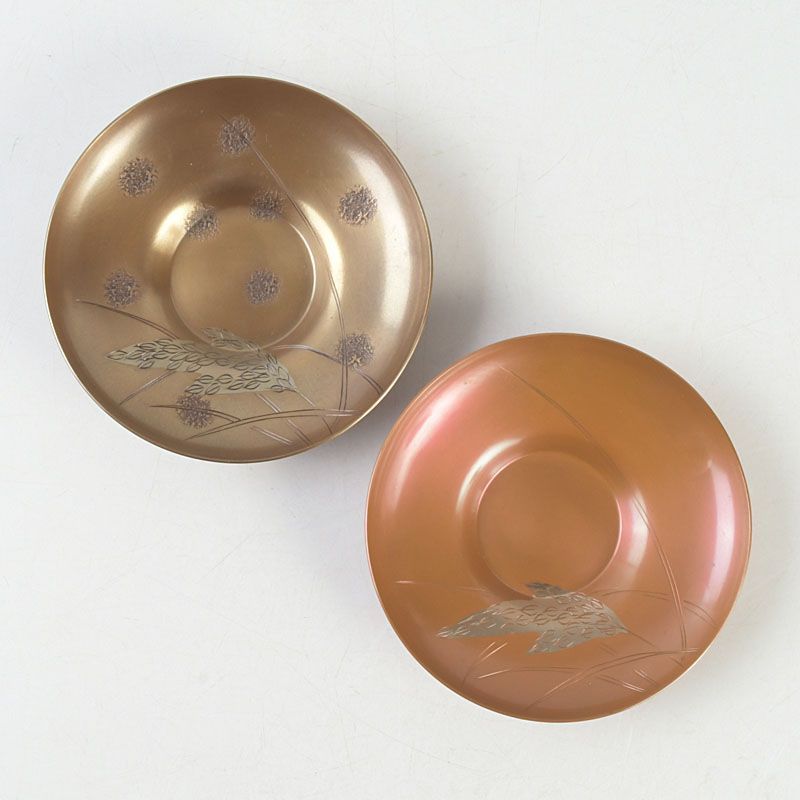 煎茶道具 鎚起銅器 玉川堂造 銅老托子 茶托 一對 共箱 V S452 - メルカリ