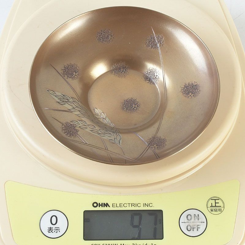 煎茶道具　鎚起銅器　玉川堂造　銅老托子　茶托　一對　共箱　V　5488 煎茶道具 鎚起銅器 玉川堂造 銅老托子 茶托 一對 共