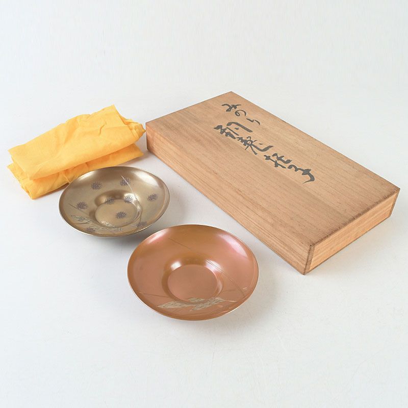 煎茶道具 鎚起銅器 玉川堂造 銅老托子 茶托 一對 共箱 V S452 - メルカリ