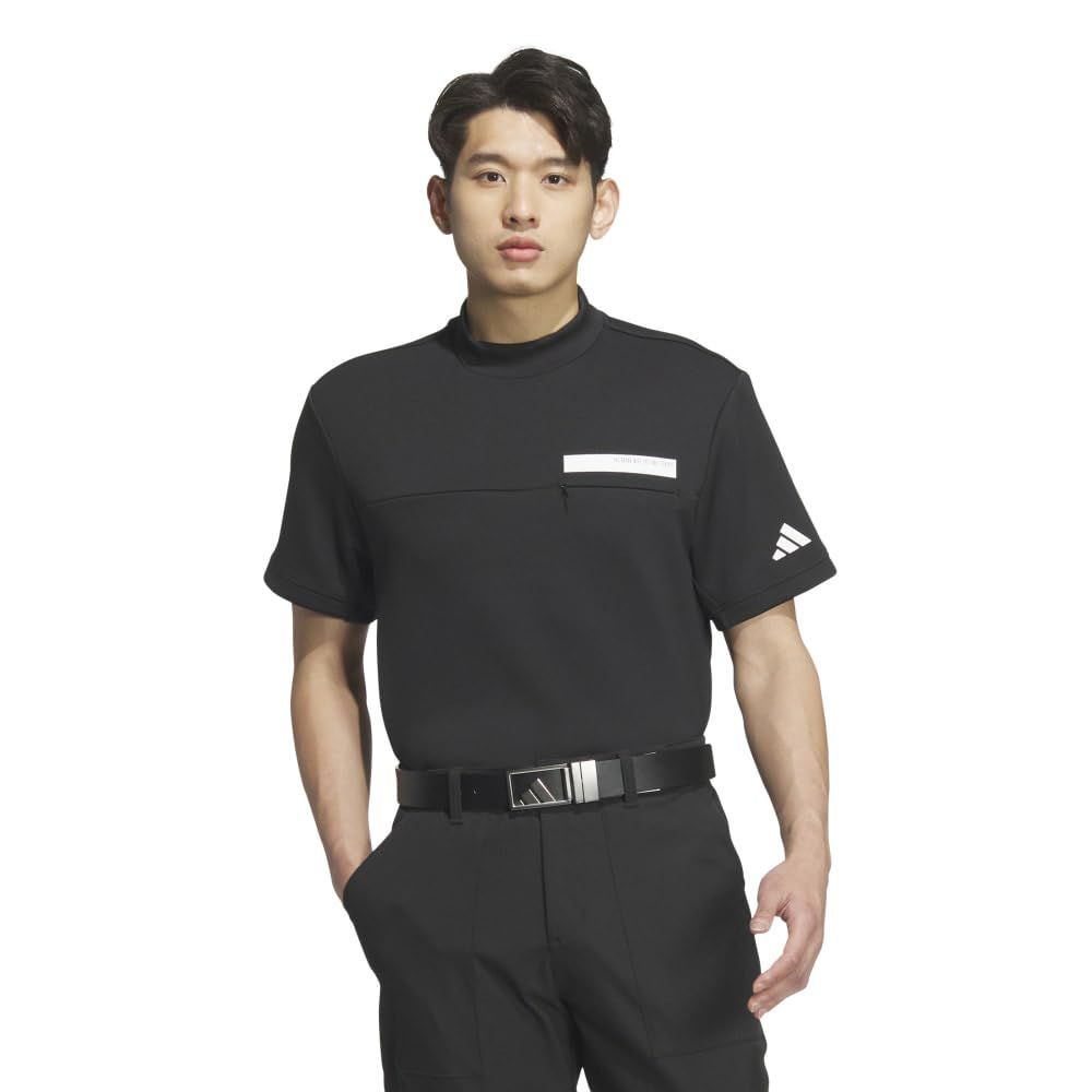 アディダスゴルフ ゴルフ チェストポケット付き モックネック 半袖シャツ メンズ ブラック XL