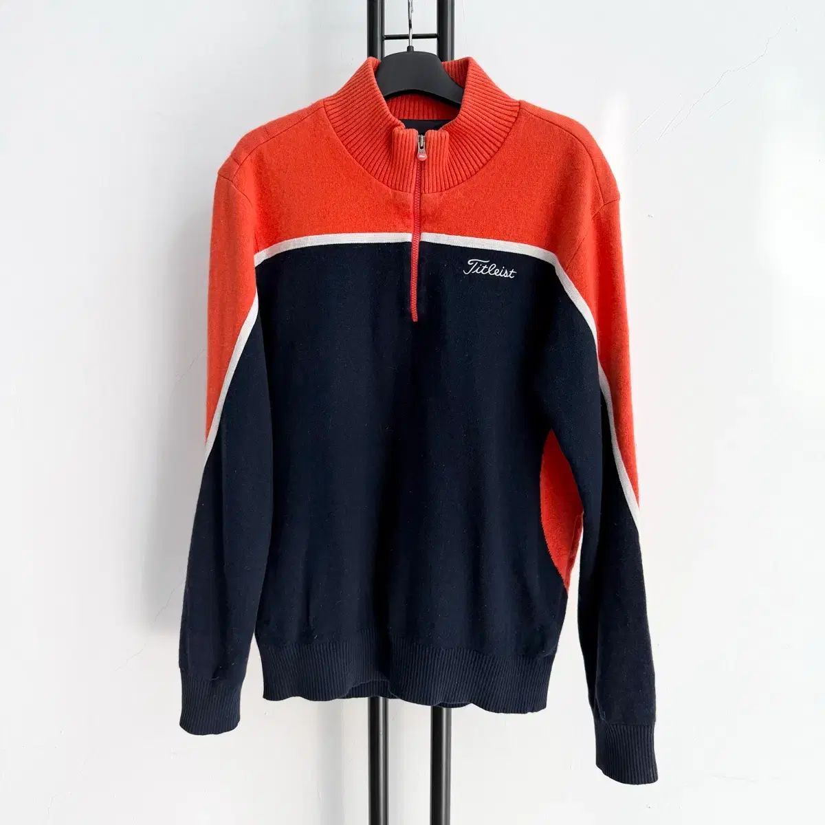 Titleist タイトリスト ハーフネック オレンジ ネイビー ニット