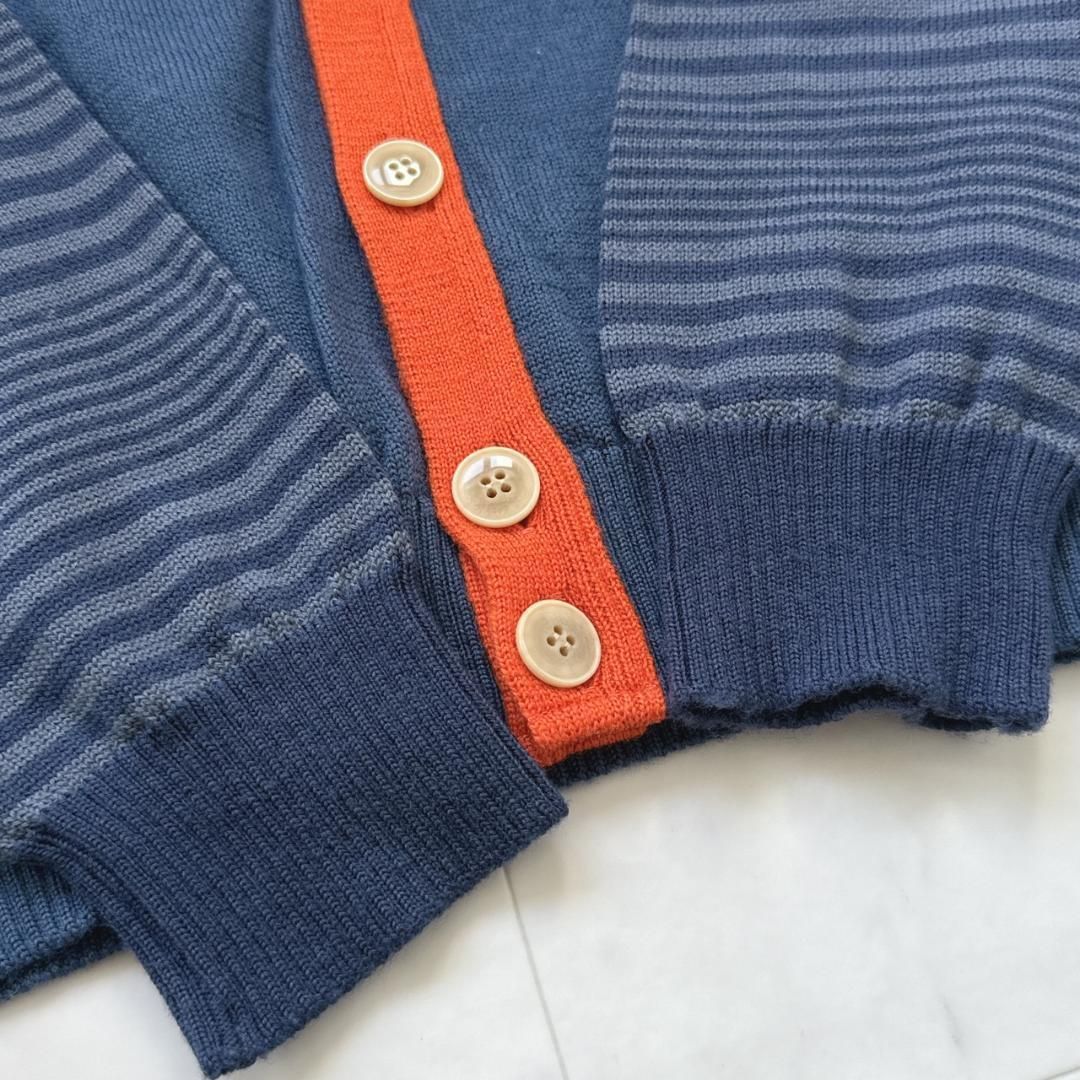 PEARLY GATES 切り替えカーディガン 高品質 ボーダー ネイビーオレンジ