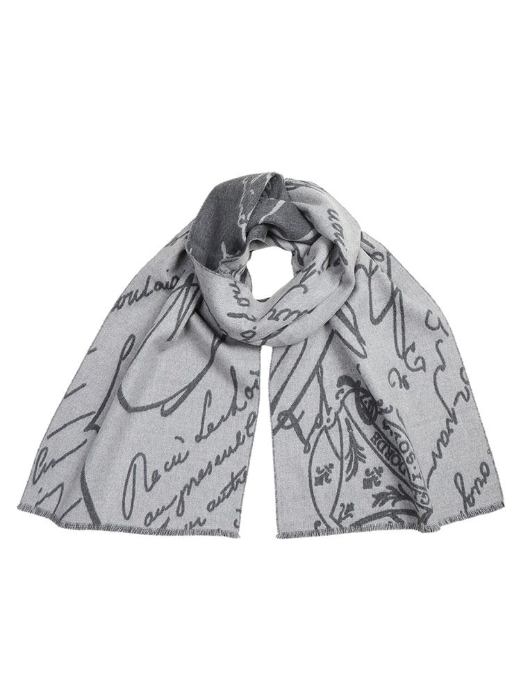 BERLUTI (ベルルッティ) ウール100％ ロゴ リバーシブル 大判 マフラー