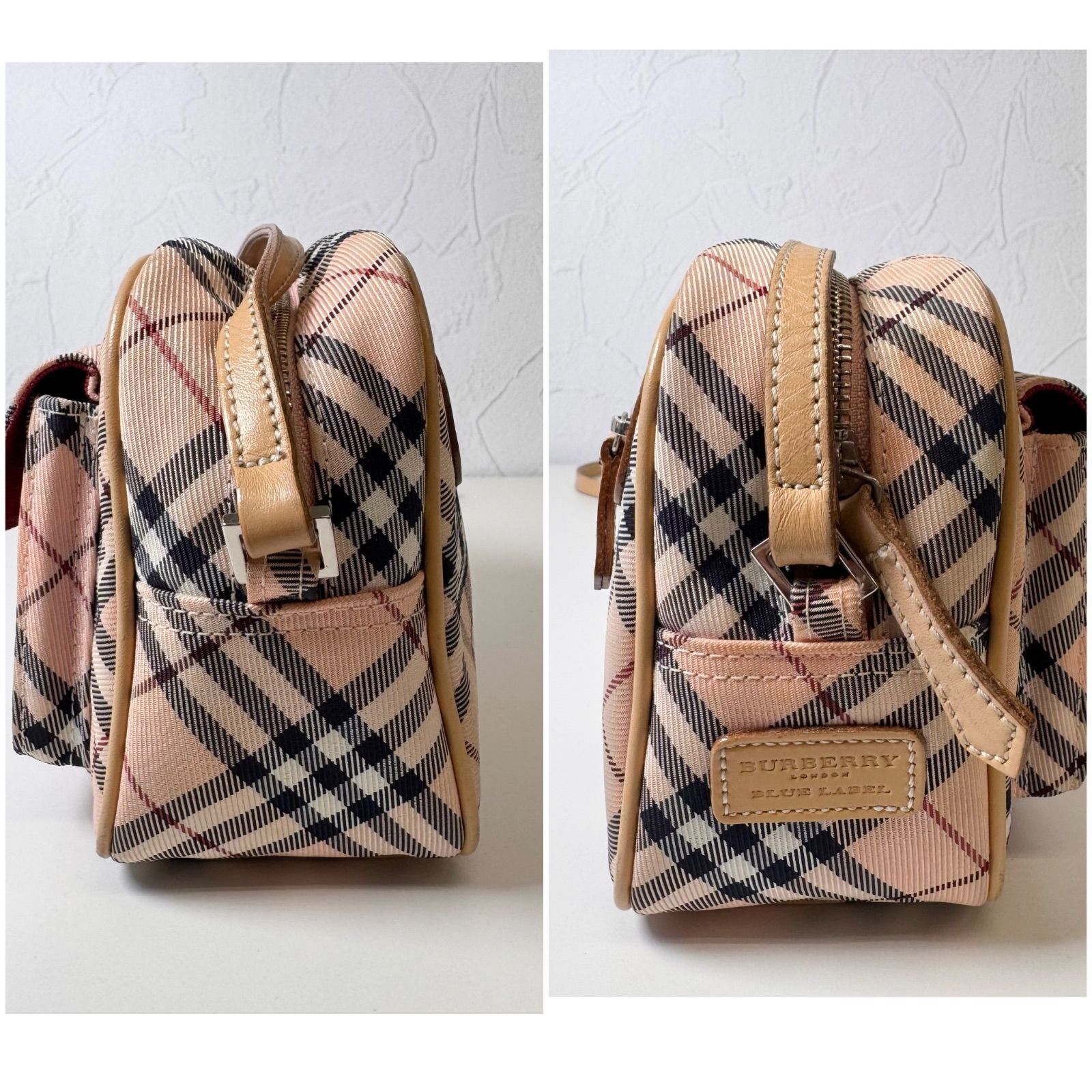 ✨BCランク BURBERRY BLUE LABEL Shoulder Bag Canvas Nova Check Pink