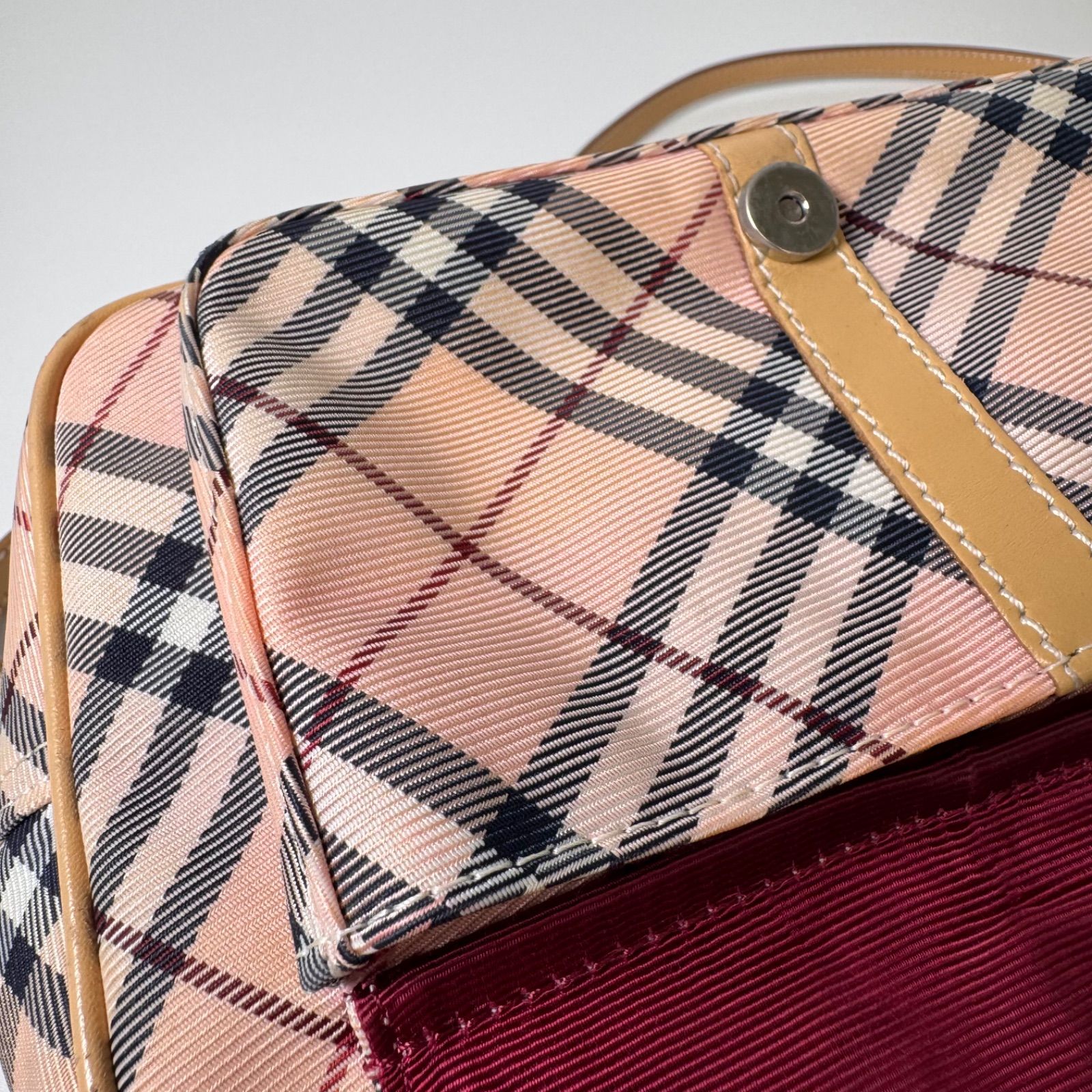 ✨BCランク BURBERRY BLUE LABEL Shoulder Bag Canvas Nova Check Pink