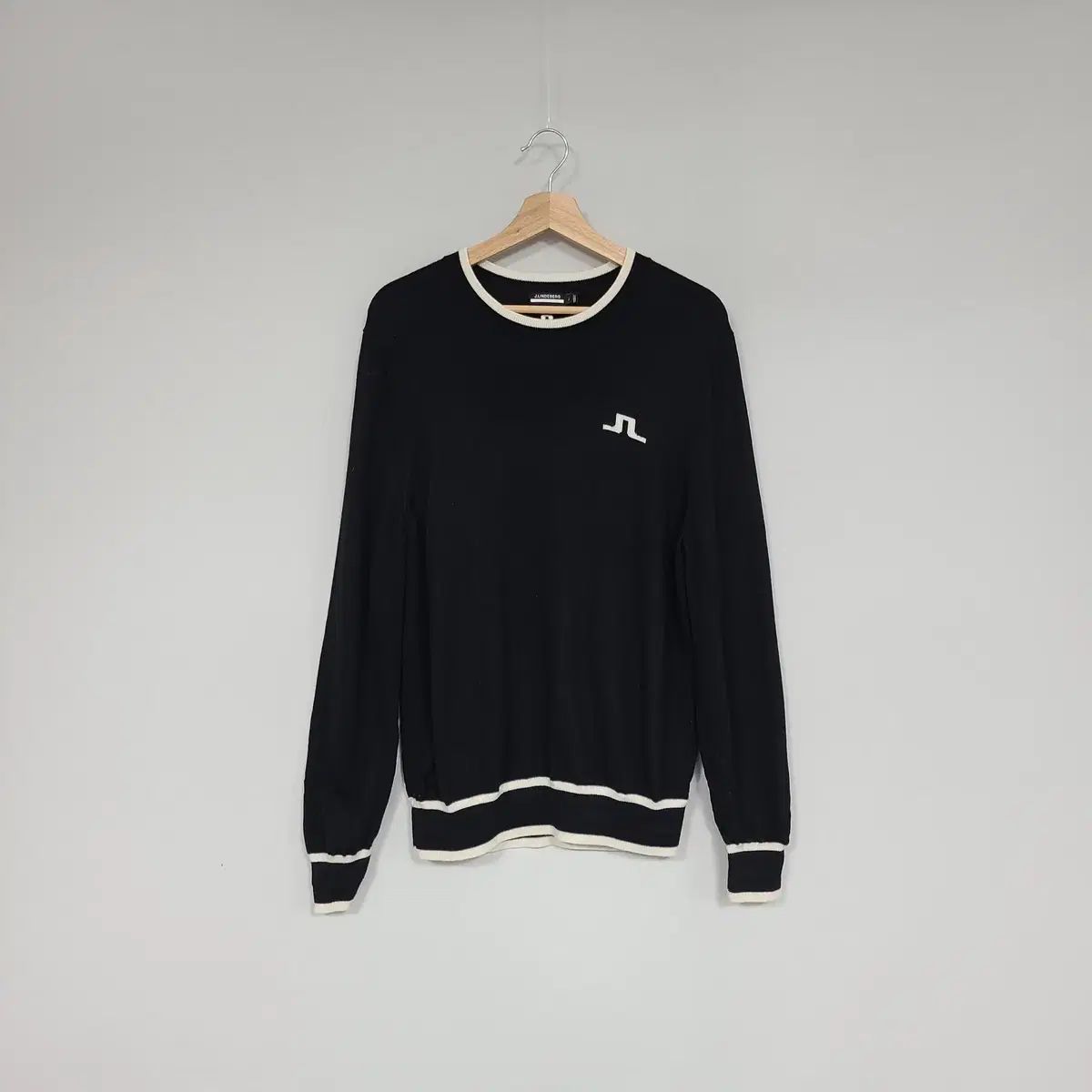 J.LINDEBERG J.リンドバーグ メンズ ロゴ ウール ニット ブラック L