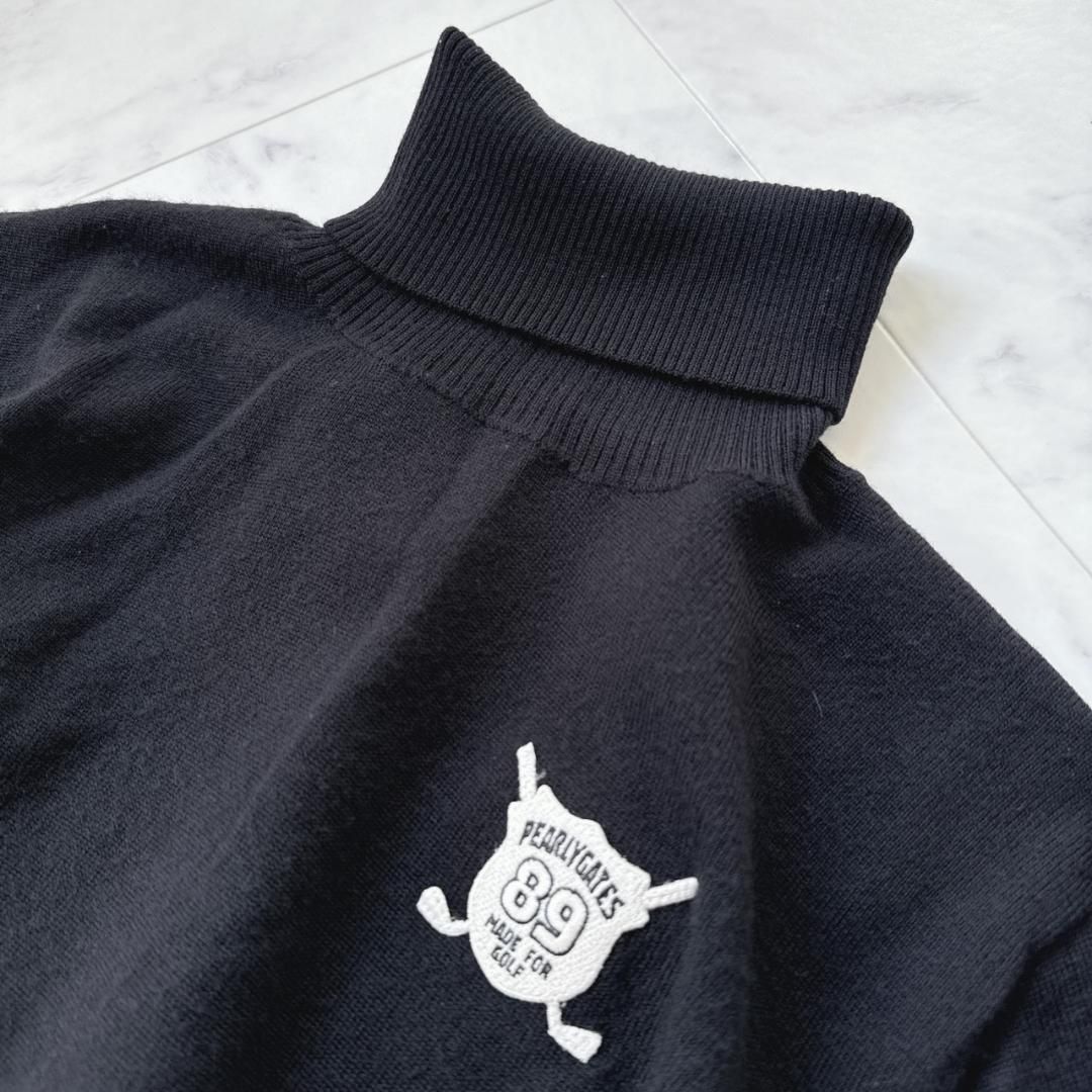 大人気　PEARLY GATES 星条旗　ワッペン　セーター PEARLY GATES タートルネックニット 胸ワッペン ブラック 5 - メルカリ