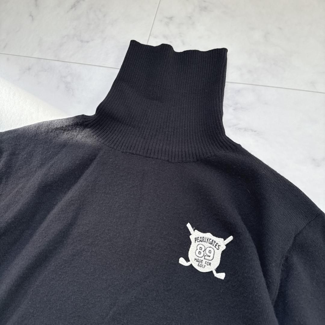 PEARLY GATES タートルネックニット 胸ワッペン ブラック 5 - メルカリ