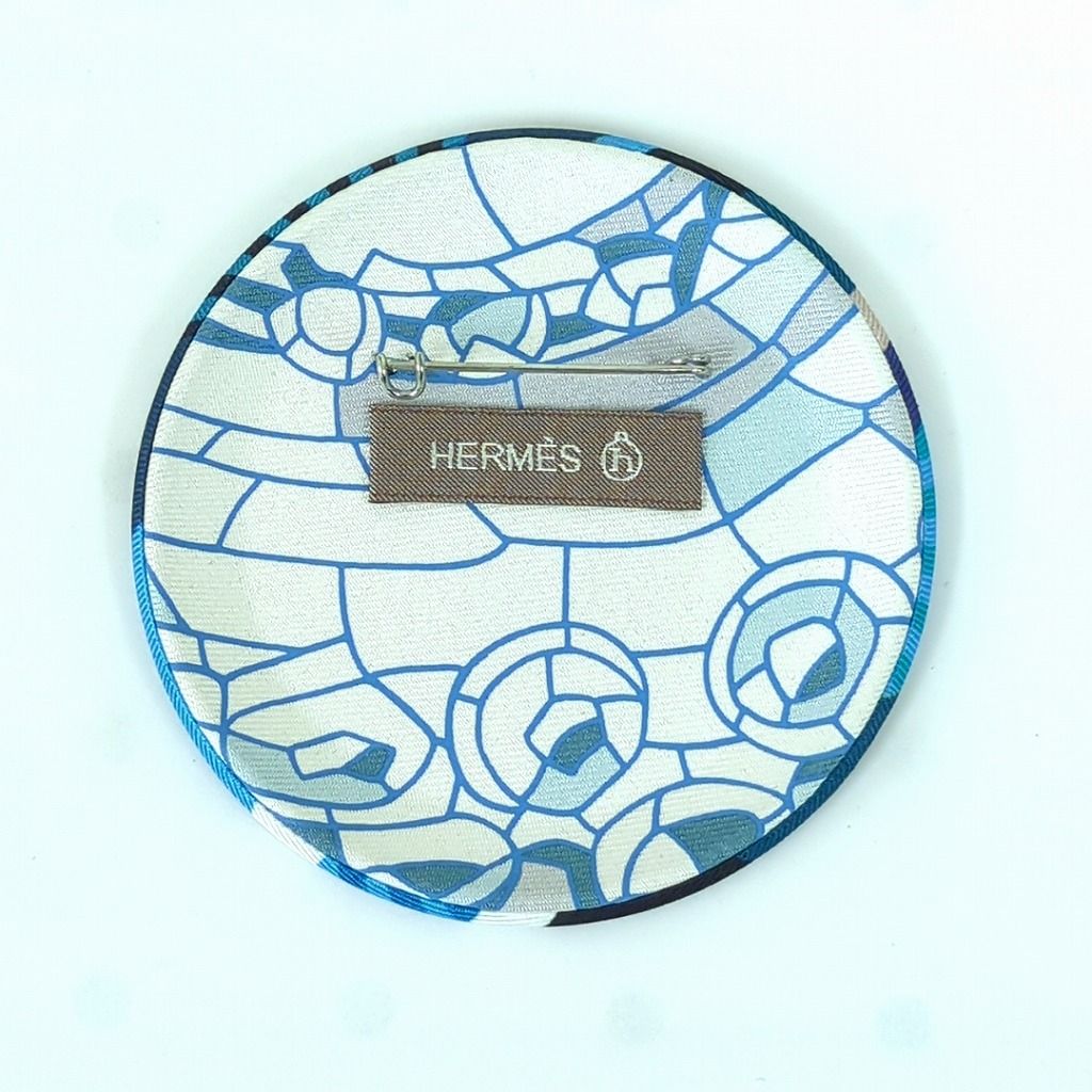 エルメス プティアッシュ シルク ピンブローチ バッジ ブルー ブラック