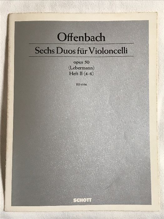 洋書 楽譜 Offenbach Sechs Duos fur Violoncelli opus 50 (Lebermann