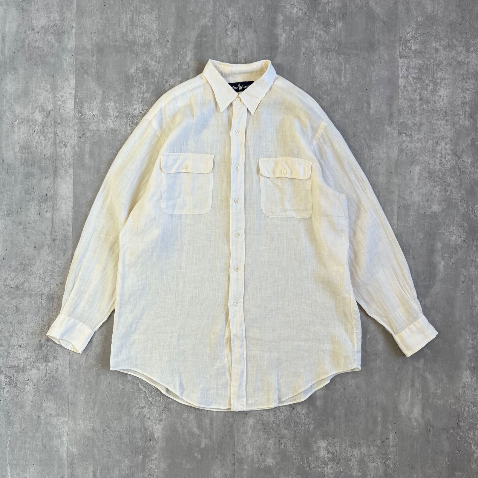 90s 90s RALPH LAUREN ラルフローレン リネン100% 長袖シャツ 