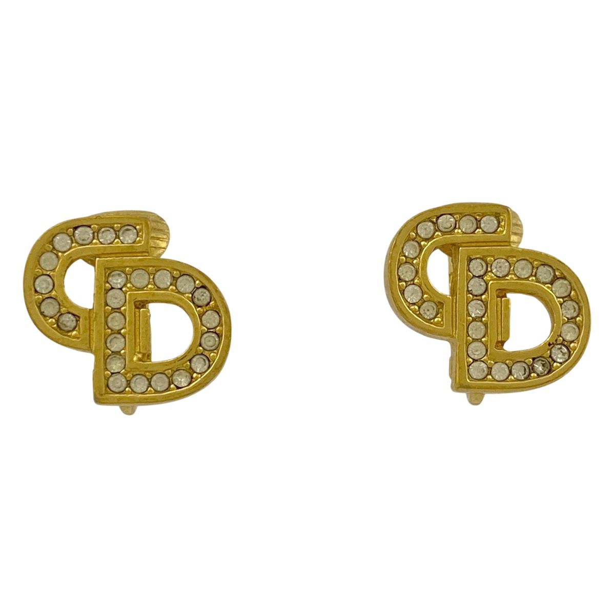 クリスチャンディオールイヤリングカラーストーンラインストーンイヤリング 極美品❗ クリスチャンディオール Christian Dior ロゴ ラインストーン