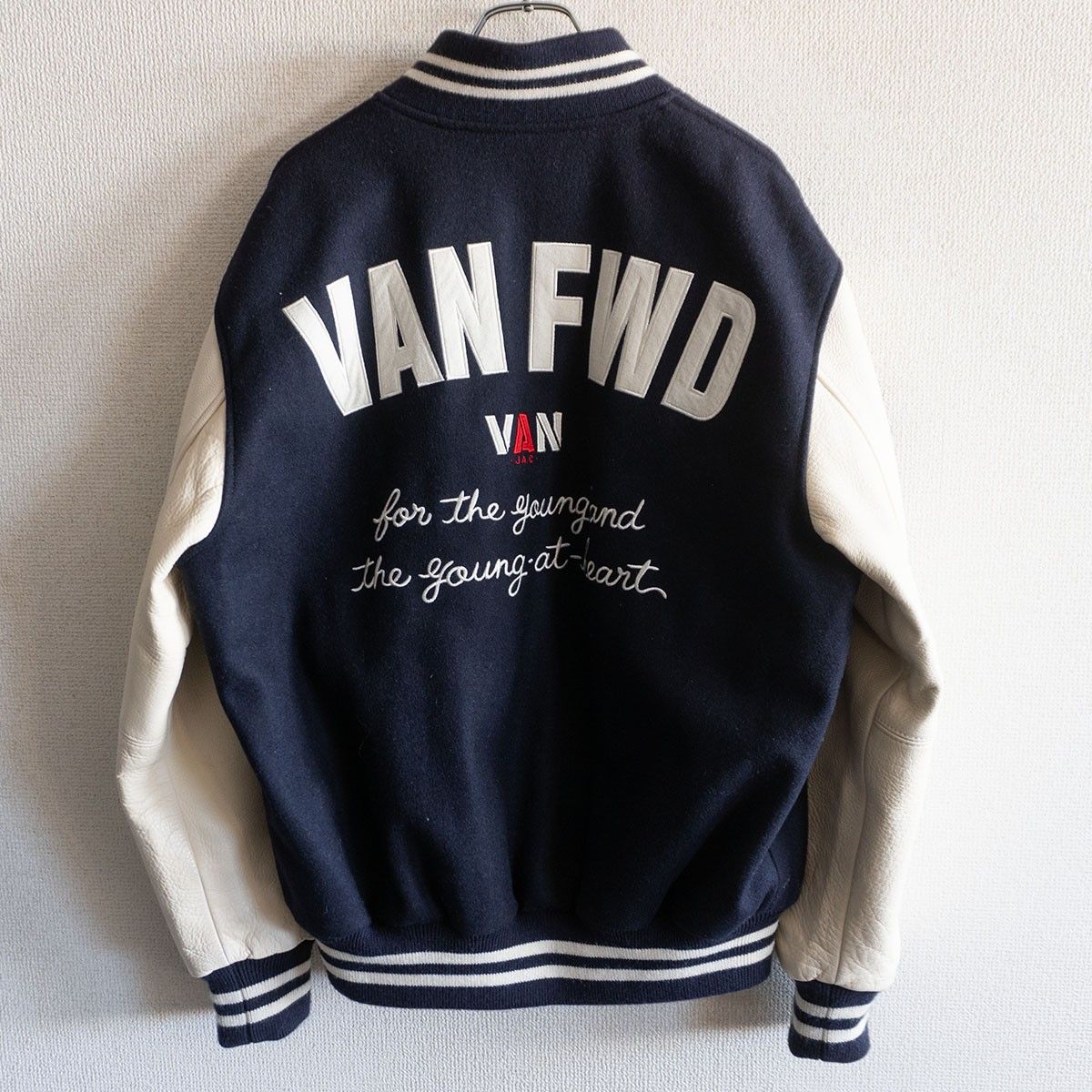 美品】 VAN JAC 【袖レザー スタジャン】L ヴァン ワッペン スタジアム