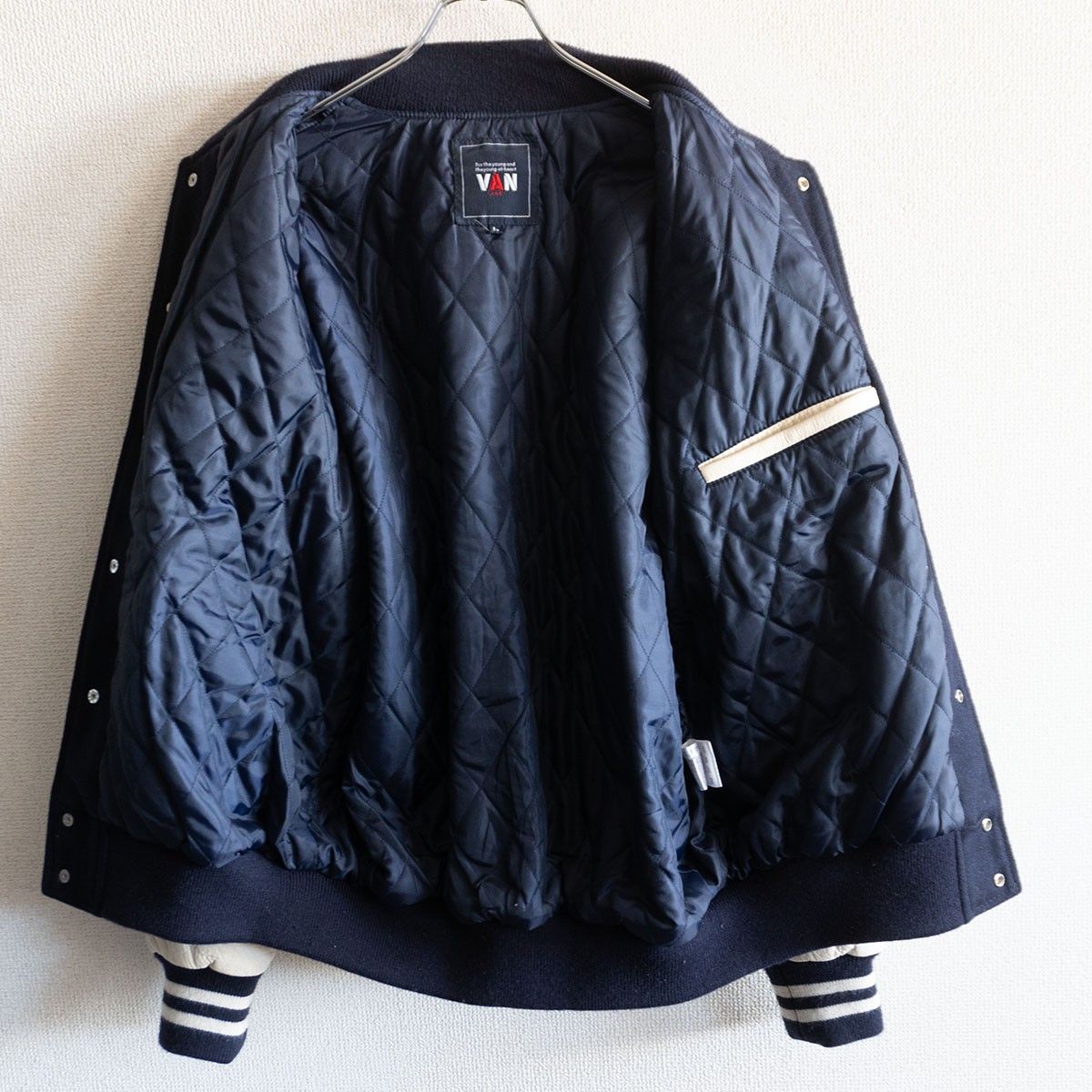 美品】 VAN JAC 【袖レザー スタジャン】L ヴァン ワッペン スタジアム