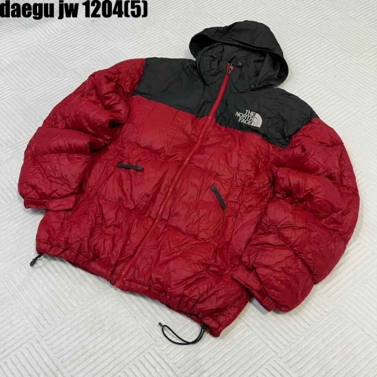 ザノースフェイス レッド/ブラック フード ダウン アウター 95 1204