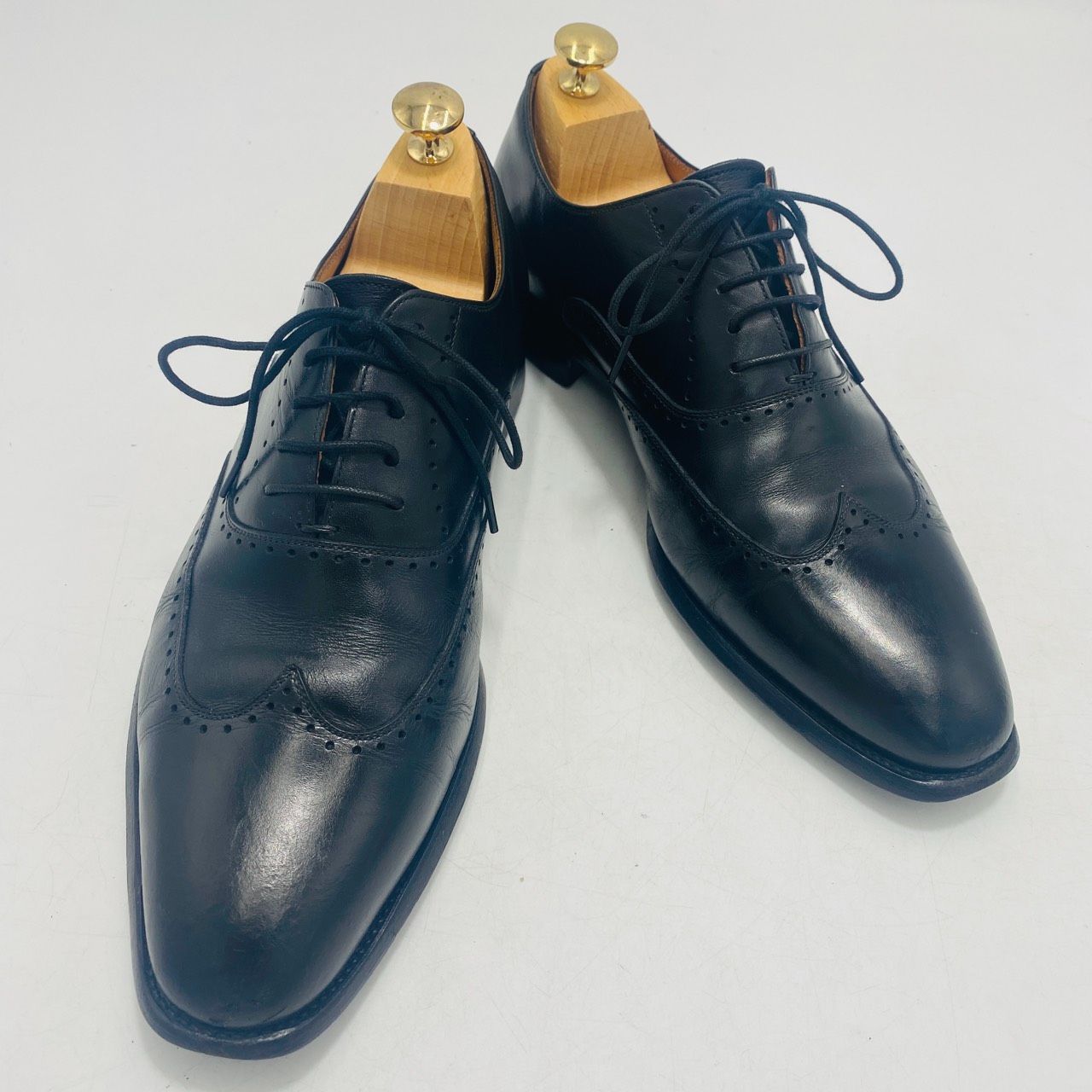 SCOTCH GRAIN ビジネスシューズ ウイングチップ スクエアトゥ ブラック