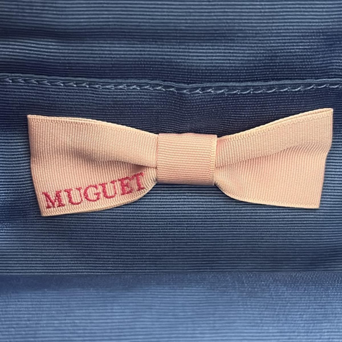 MUGUET(ミュゲ) トートバッグ美品 - グレー×黒 ドット柄/リボン