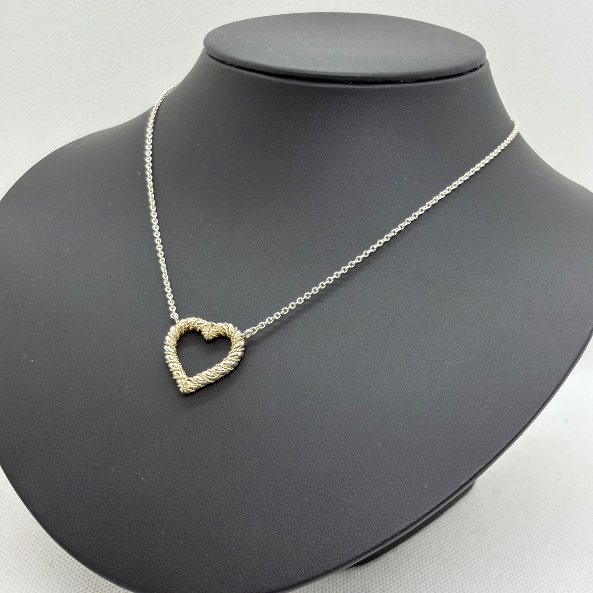 【美品】ティファニー ツイスト ハート コンビ ネックレス 750/925 Tiffany&Co.(ティファニー) ツイストハート コンビ ネックレス 925/750