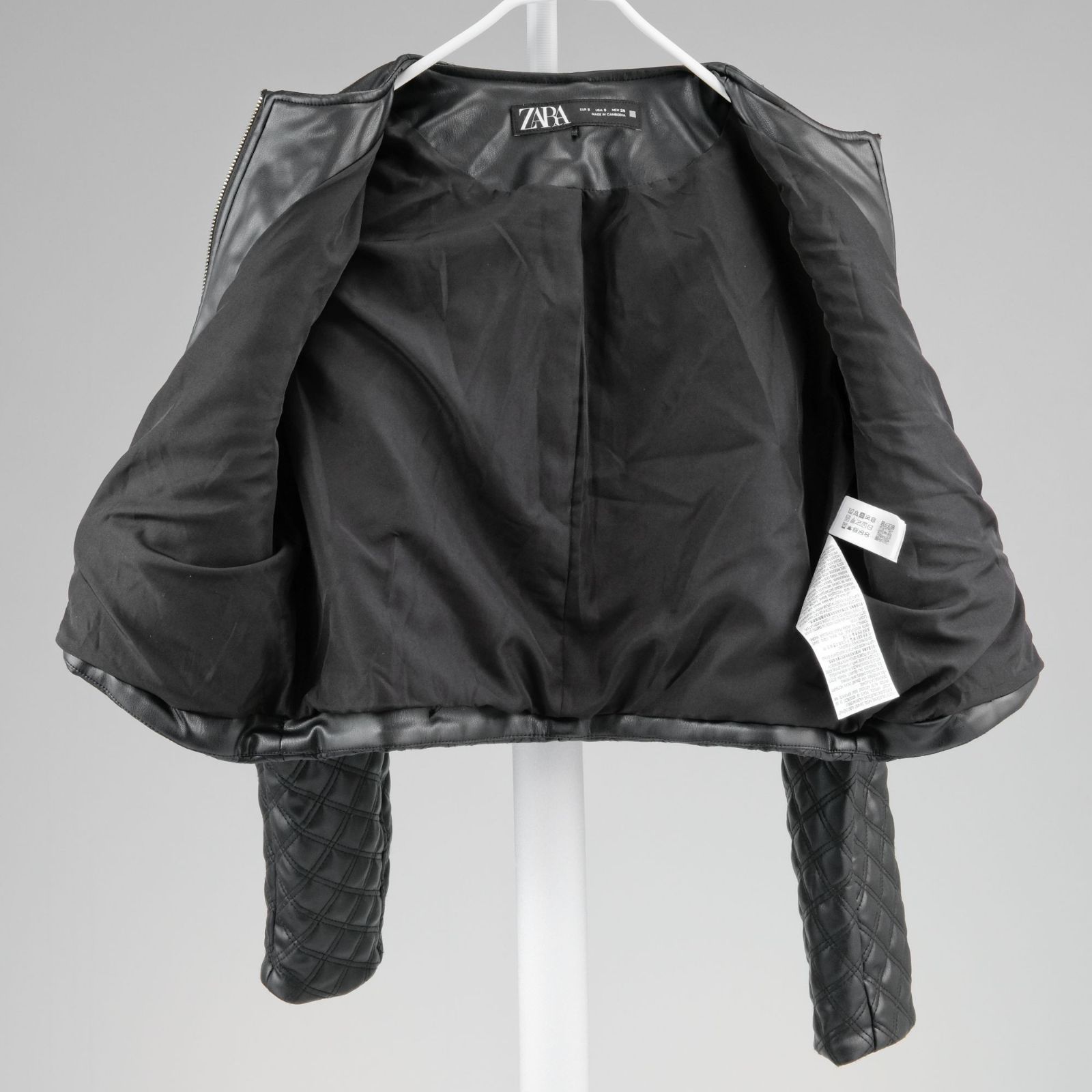 試着のみ】ZARA ショートキルティング フェイクレザーブルゾン