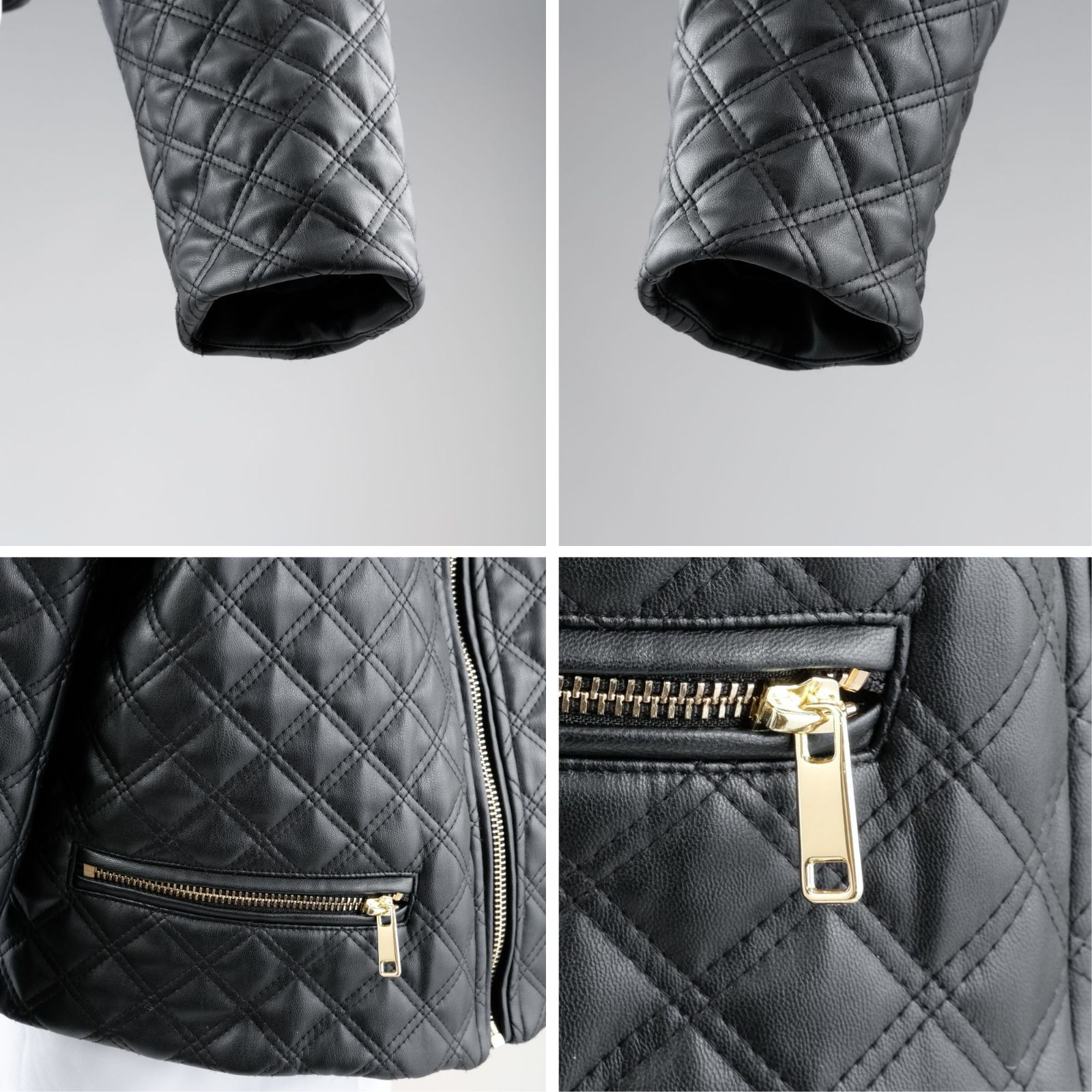 試着のみ】ZARA ショートキルティング フェイクレザーブルゾン