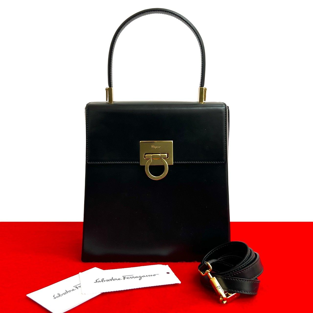 極 美品 Salvatore Ferragamo サルヴァトーレフェラガモ ガンチーニ 