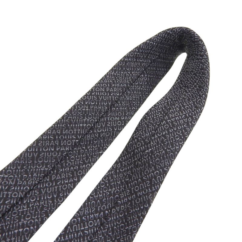 ルイヴィトン LOUIS VUITTON ロゴ ネクタイ シルク ブラック M70591 新