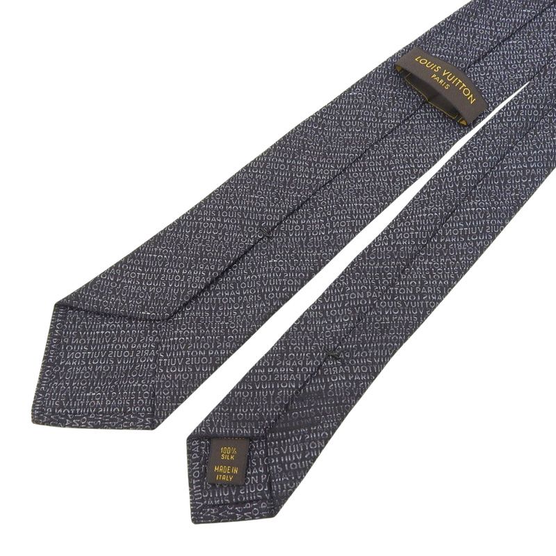 ルイヴィトン LOUIS VUITTON ロゴ ネクタイ シルク ブラック M70591 新