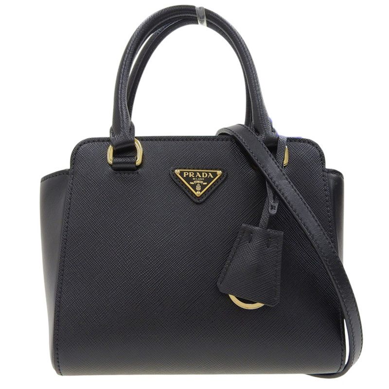 プラダ PRADA 2WAYバッグ ハンドバッグ ショルダーバッグ サフィアーノ レザー ブラック 1BA380 中古 新入荷 OB2730 プラダ PRADA 2WAYバッグ ハンドバッグ ショルダーバッグ サフィアーノ