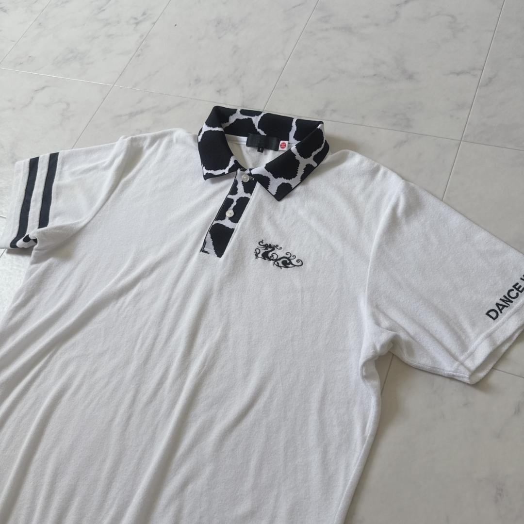 ダンスウィズドラゴン ポロシャツ 白×黒 パイル地 ブラック 4 - メルカリ