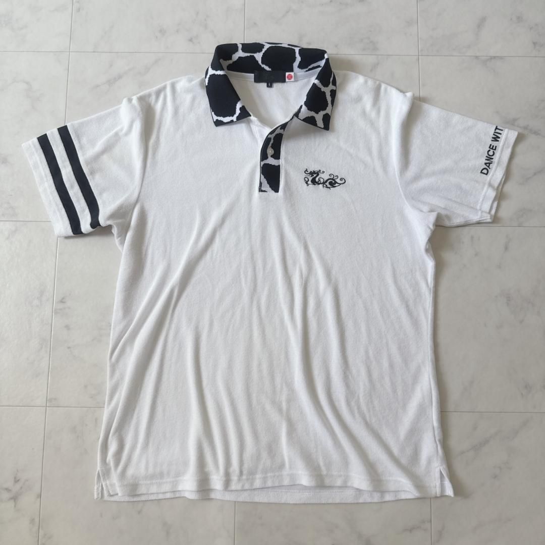 ダンスウィズドラゴン ポロシャツ 白×黒 パイル地 ブラック 4 - メルカリ