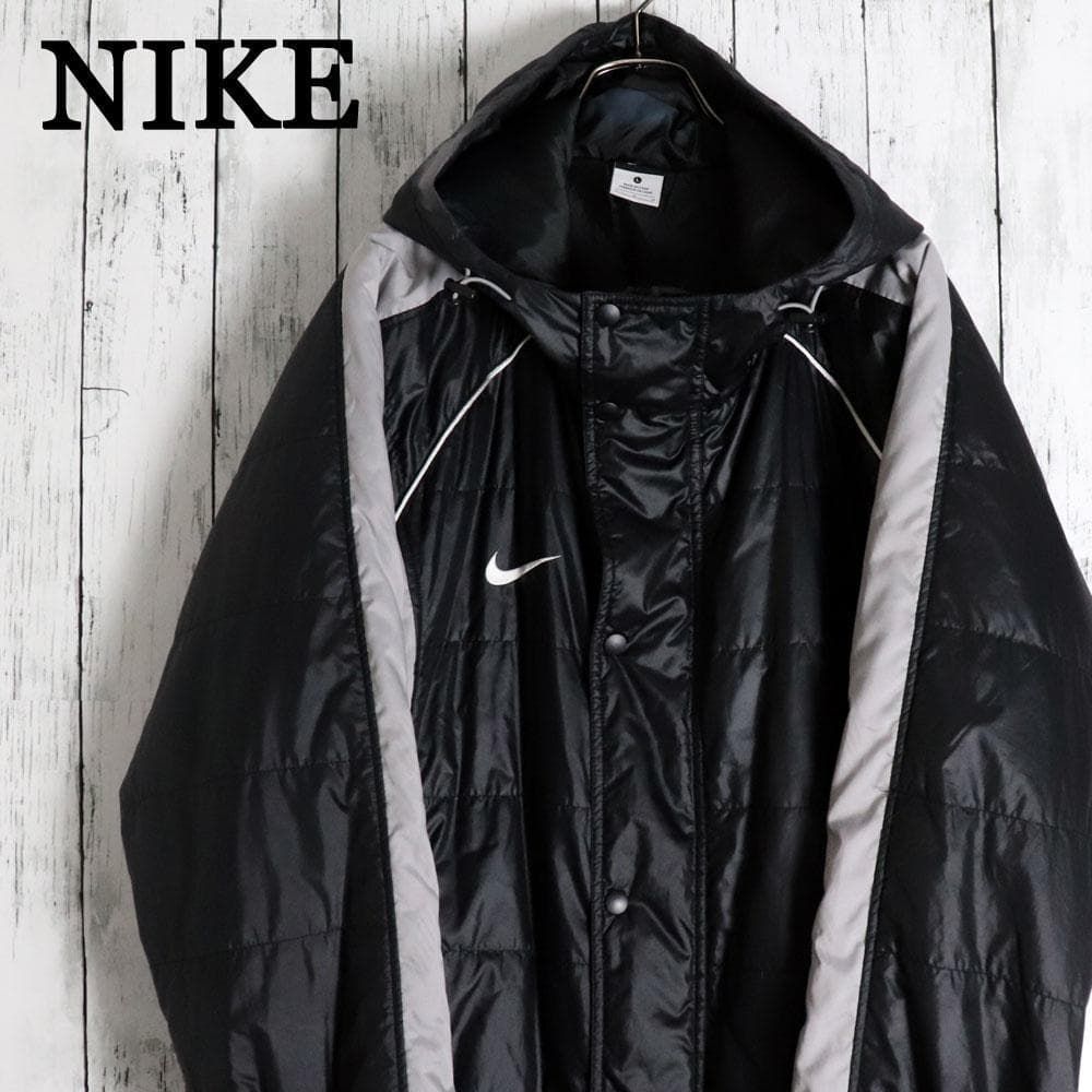 NIKE ナイキ バイカラー 中綿キルティング ベンチコート ロゴ刺繍