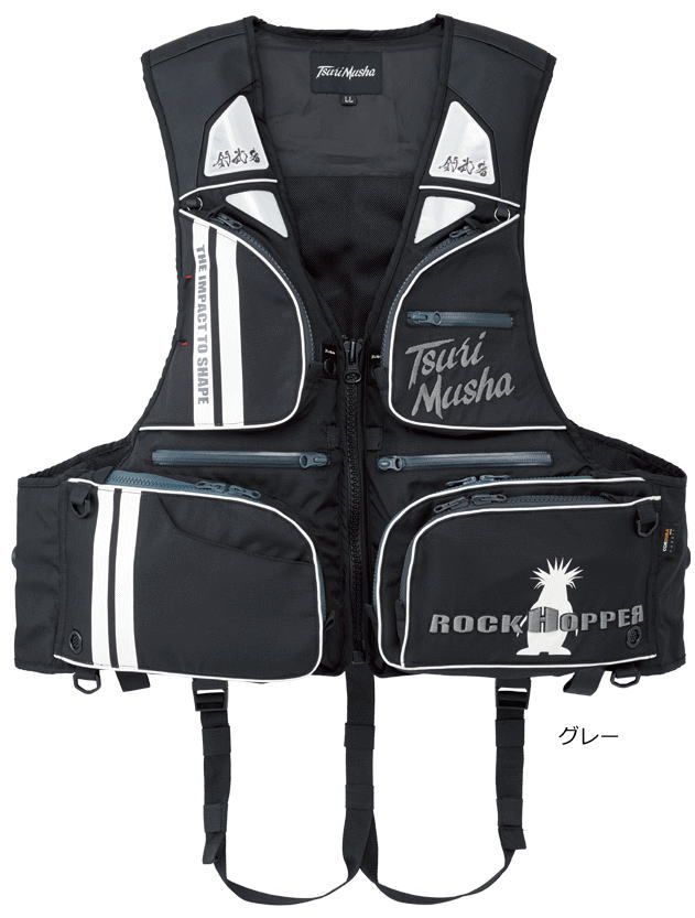 釣武者 コーデュラダイヤルベスト グレー 3Lサイズ / 磯ベスト