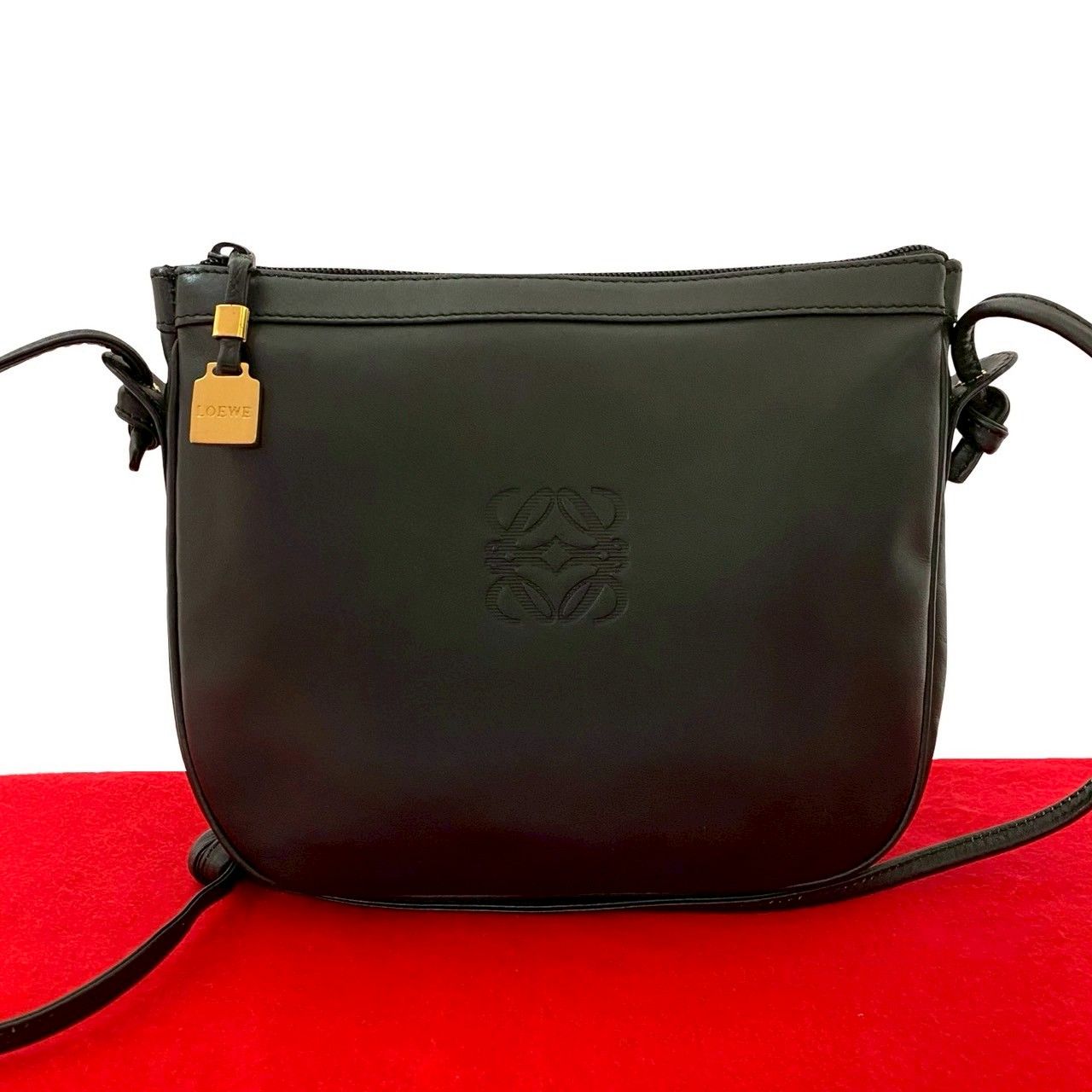 極 美品 LOEWE ロエベ アナグラム ロゴ 刻印 オールレザー 本革 ミニ